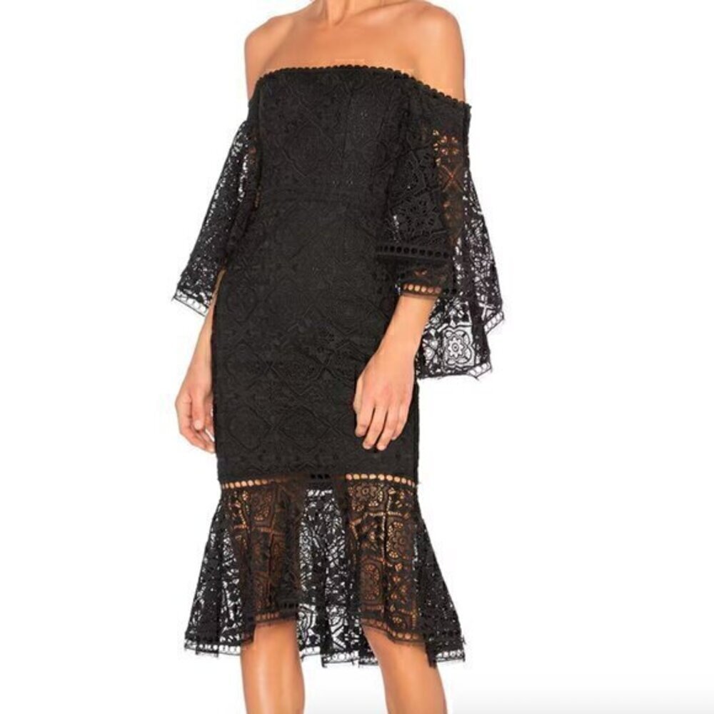 NICHOLAS Moroccan Tile Midi Dress in Black